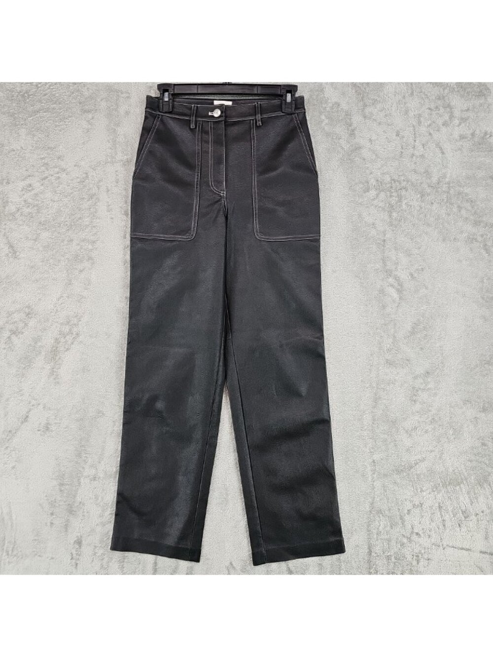 Wilfred Free Dress Pants Womens 2 Black Faux Leather High Rise Straight Leg